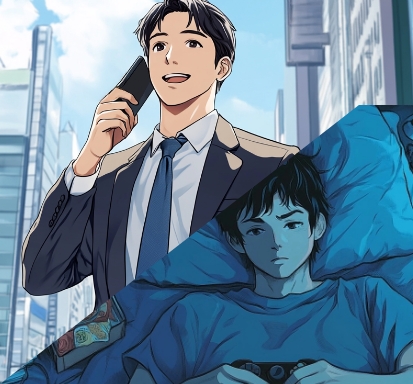 スーツ男性と子供